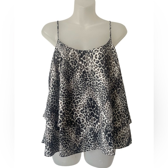 TART animal print satin cami top M black grey cream glam flowy sexy date night - Picture 1 of 3